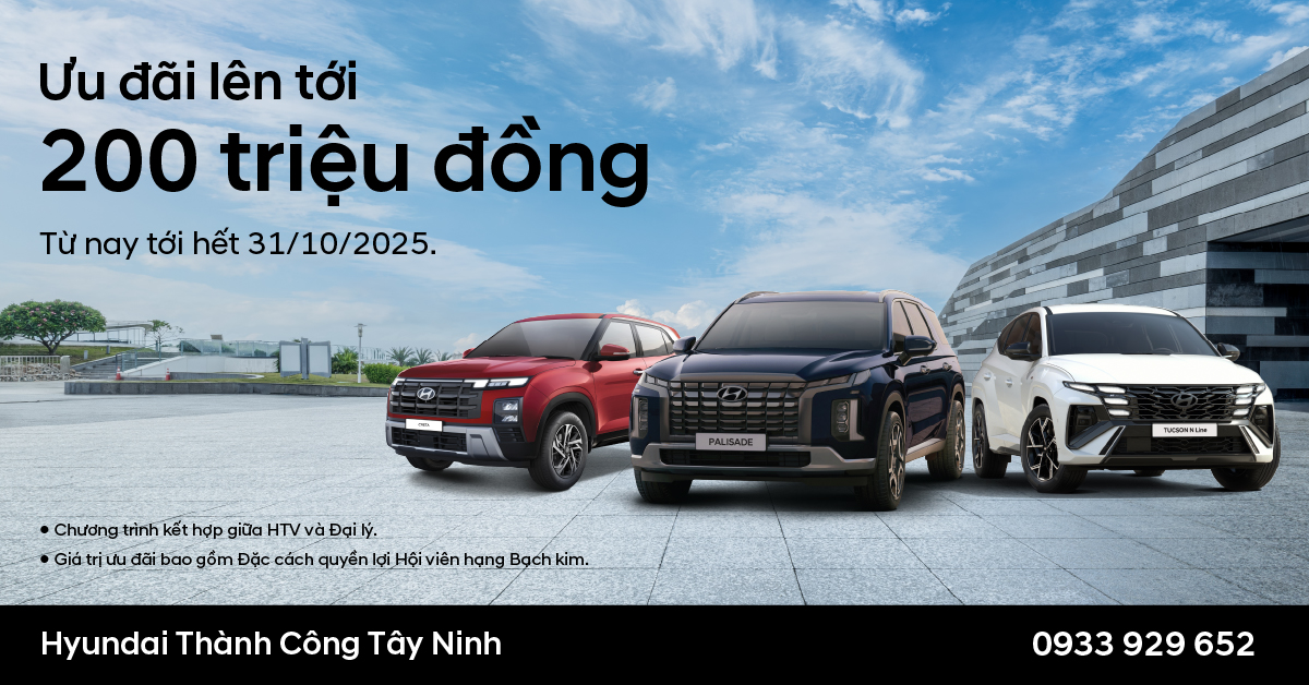 HYUNDAI THÀNH CÔNG TÂY NINH ƯU ĐÃI BẢO HÀNH 8 NĂM CÙNG HỖ TRỢ TÀI CHÍNH LÊN ĐẾN 200 TRIỆU ĐỒNG
