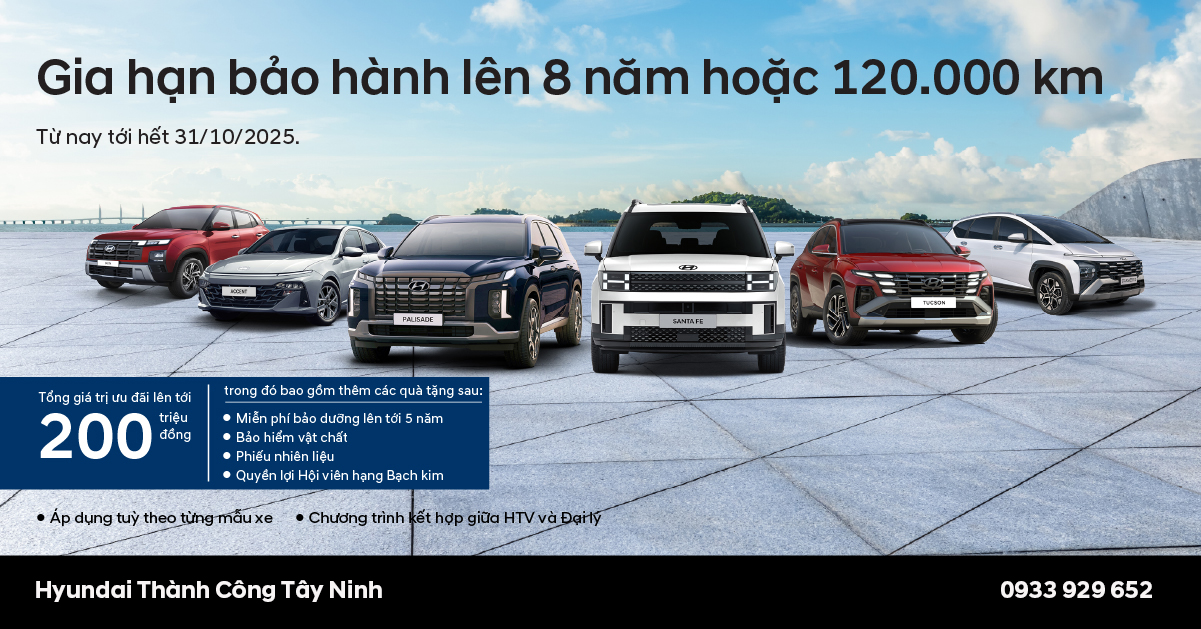 HYUNDAI THÀNH CÔNG ƯU ĐÃI BẢO HÀNH 8 NĂM CÙNG HỖ TRỢ TÀI CHÍNH LÊN ĐẾN 200 TRIỆU ĐỒNG