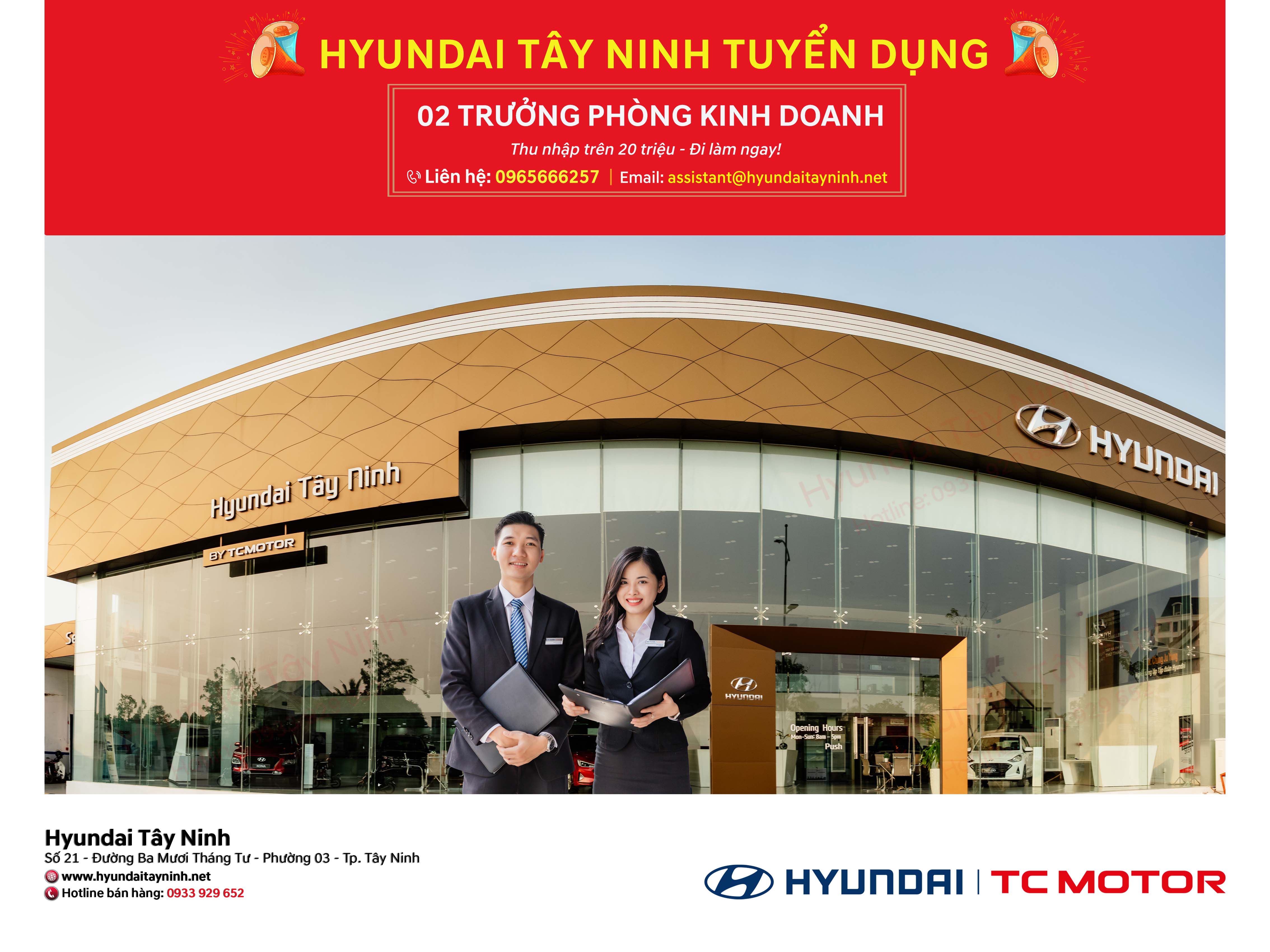 HYUNDAI TÂY NINH TUYỂN DỤNG TRƯỞNG PHÒNG KINH DOANH