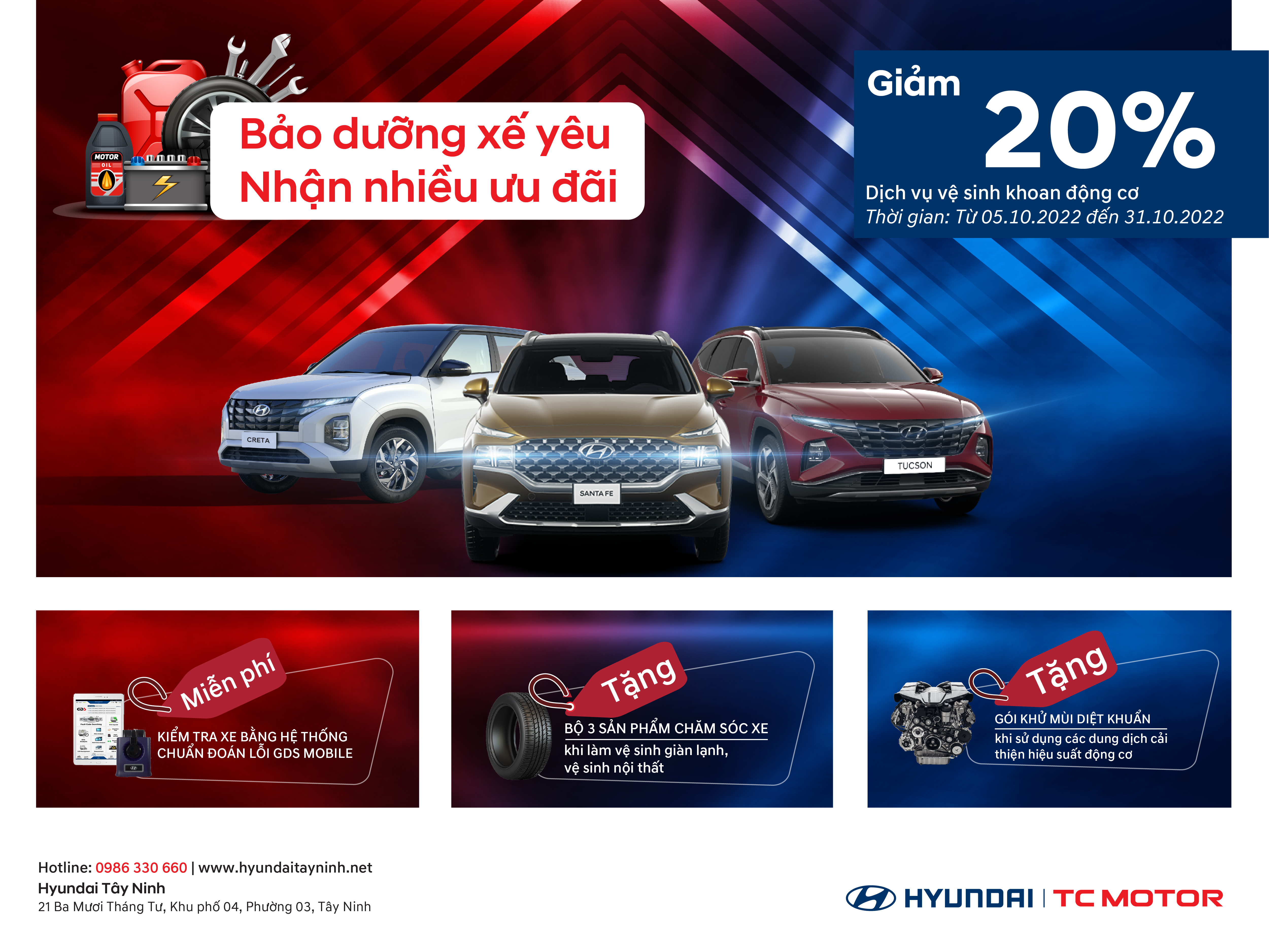 Hyundai Tây Ninh trển khai  chương trình khuyến mãi dịch vụ Tháng 10